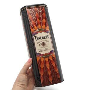 Teacher's Highland Scotch Whisky Tin Scotland Metal Decor Black Red England